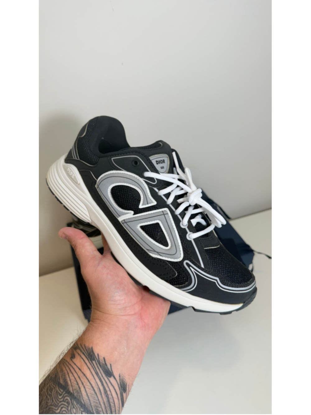 Dior B30 Technical Mesh Sneakers Black Grey Reflective Size EU 43 US 10 With Box